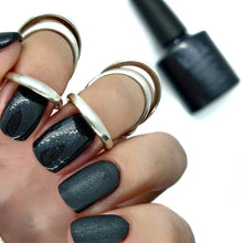 Load image into Gallery viewer, jet black nail gel polish nail nails shimmer glitter metallic staple classic dark deep silver