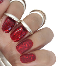 Load image into Gallery viewer, glitter gel polish chunky fine red bright christmas shiny red glittery festive holiday bright