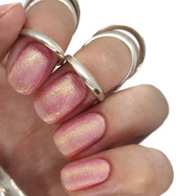 Load image into Gallery viewer, pink nails nail gel polish shimmer gold light pale silver glitter frosty shine pearl pearlescent pearly glitter pastel