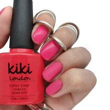 Load image into Gallery viewer, pink nails gel polish nail pretty pink manicure bright classic rose creme cream rosey kiki london art design matte shiny long lasting uk vegan beauty