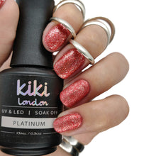 Load image into Gallery viewer, gel polish nail nails red glitter shimmer bright red festive christmas metallic silver specs