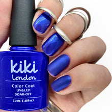 Load image into Gallery viewer, grape juice blue purple blurple shimmer metallic shiny party gel polish nails manicure summer winter sparkle glitter bright