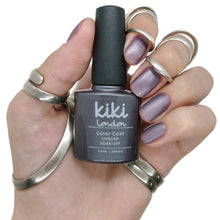 Load image into Gallery viewer, kiki london nail gel polish nails art design matte shiny long lasting uk vegan beauty purple mauve shiny metallic fall winter autumn lilac brown silver shimmer