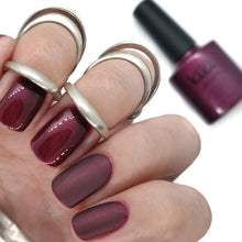 Load image into Gallery viewer, red burgundy deep dark wine gel polish nails nail manicure winter autumn maroon brown shimmer