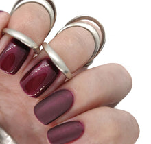Load image into Gallery viewer, red burgundy deep dark wine gel polish nails nail manicure winter autumn maroon brown shimmer