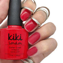 Load image into Gallery viewer, hot red pink summer shimmer gold shiny bright spring holiday gel polish manicure nails orange