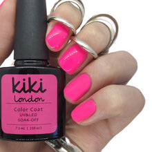 Load image into Gallery viewer, pink gel polish nails nail neon bright uv glow in the dark rave summer glowing vivid
