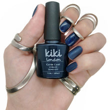 Load image into Gallery viewer, kiki london nail gel polish nails art design matte shiny long lasting uk vegan beauty blue night shimmer glitter navy party christmas
