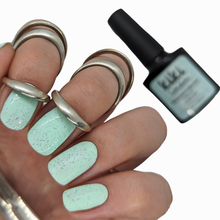 Load image into Gallery viewer, mint green gel polish pastel summer spring gellack nails biab speckled egg shell nail art easter holiday
