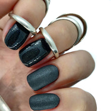Load image into Gallery viewer, jet black nail gel polish nail nails shimmer glitter metallic staple classic dark deep silver 
