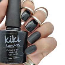 Load image into Gallery viewer, jet black nail gel polish nail nails shimmer glitter metallic staple classic dark deep silver 
