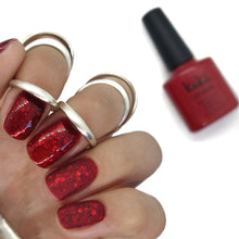Load image into Gallery viewer, glitter gel polish chunky fine red bright christmas shiny red glittery festive holiday bright 
