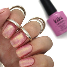Load image into Gallery viewer, pink nails nail gel polish shimmer gold light pale silver glitter frosty shine pearl pearlescent pearly glitter pastel  
