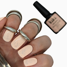 Load image into Gallery viewer, peach yellow pastel gel polish nail art summer spring speckled egg shell easter holiday creme cream 
