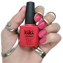 Load image into Gallery viewer, pink nails gel polish nail pretty pink manicure bright classic rose creme cream rosey kiki london art design matte shiny long lasting uk vegan beauty
