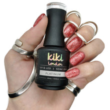 Load image into Gallery viewer, gel polish nail nails red glitter shimmer bright red festive christmas metallic silver specs
