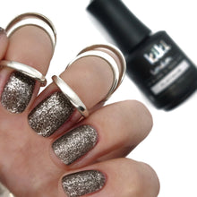 Load image into Gallery viewer, black frost gel polish nails nail glitter shimmer silver brown sparkle metallic shine high quality 
