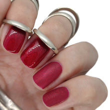 Load image into Gallery viewer, red burgundy deep dark gel polish nails nail manicure winter autumn maroon christmas festive shimmer shiny
